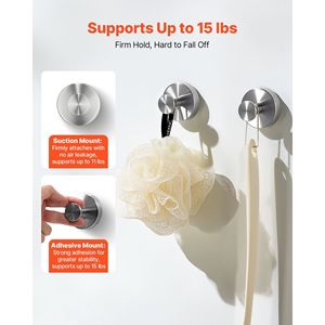 Confezione da 2 ganci a ventosa in acciaio inossidabile senza ganci per accappatoio per asciugamani da bagno e biancheria da bagno - Product Image 4
