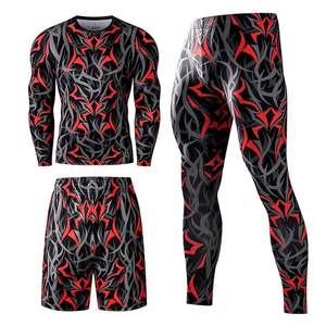 Unisex Compression Rash Guard Set Long Sleeve Shirt Shorts Full Length Pants Sublimation Print Quick Dry Anti-Bacterial UV - Product Image 2