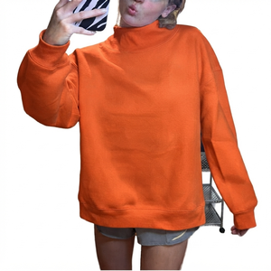เสื้อสเวตเตอร์คอเต่าขนาดใหญ่สำหรับผู้หญิง สีแดงล้วน แขนยาว ผ้าฝ้ายถัก สวมใส่สบายๆ ในฤดูใบไม้ร่วง - Product Image 6