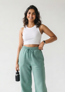 Ladies High Waist Baggy Sweat Pants Casual 100% Polyester Fleece Wide Leg Sweat Pants Women Jogging Full Length Sweat Pants - Product Image 5