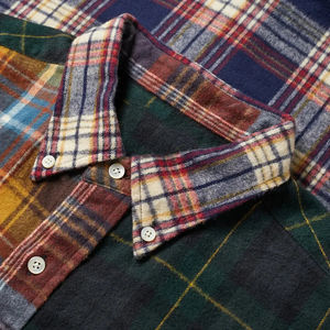 Customized Logo Flannel Shirt for Men <b>Patch</b> Pocket Curved Hem Plaid Pattern Full Sleeve Length Casual Style Made Flannel shirts - Product Image 6