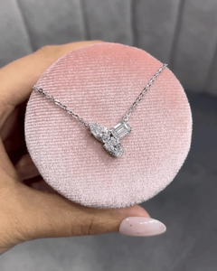Lab Grown Diamond Cluster <b>Pendant</b>, Pear <b>Emerald</b> Oval Cuts, 14k Rose Gold Vine Bracelet - Product Image 1