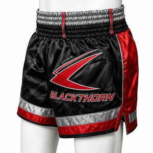 Pantalones Cortos Deportivos de Muay Thai MMA para Hombre, Satinados, Bordados, de Cintura Alta, con Cierre Elástico, para Entrenamiento de Combate - Product Image 3