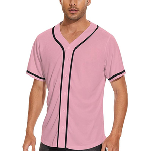 Trendy Soft Pink Blank Baseball Jersey Retro Style Mesh <b>Shirt</b> for Customization and Fashion Sportswear Bulk - Product Image 3
