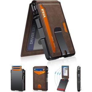 Portafoglio Minimalista da Uomo con Blocco RFID, Smart Pop-up, Capacità 9-13 Carte, Sottile e Compatto, con Fermasoldi e Finestra per Documenti - Product Image 1