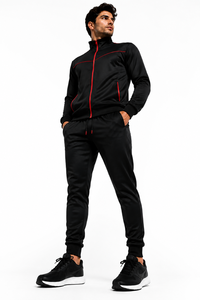 Conjunto Deportivo Premium Personalizado en Negro y Dorado – Chaqueta con Cierre Completo y Pantalones Deportivos para Hombre - Product Image 4