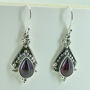 Pendientes de Granate de Plata de Ley 925 Hechos a Mano, Anillo de Promesa para Mujer, Joyería Boho con Piedra de Nacimiento de Junio - Product Image 6