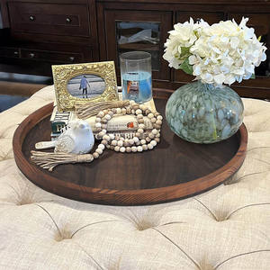 Plateau rond en bois d'acacia pour servir des plateaux de nourriture dans un café, un restaurant ou à la maison, idéal pour la table basse, la cuisine ou la décoration. - Product Image 4