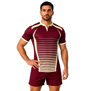 Maillot de rugby à manches courtes pour homme, maillot de sport athlétique, entraînement en plein air, match d'équipe, vêtements de performance - Product Image 1
