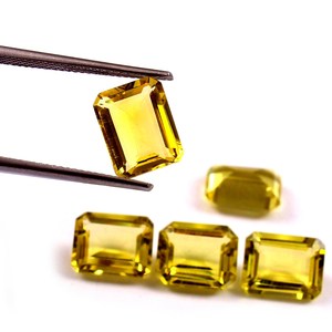 Lote al por mayor de piedras preciosas sueltas de cuarzo limón natural de 5x7 mm, corte octogonal facetado y calibrado, para la fabricación de joyería. - Product Image 2