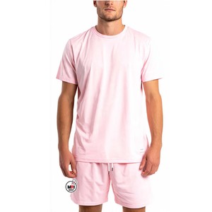 Mens Gray Cotton Crew Neck <b>T</b>-<b>Shirt</b> And Shorts Set Solid Color Knitted Fabric Breathable Summer Casual Wear Wholesale Running - Product Image 4