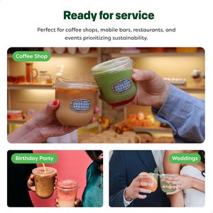 Coperchi Monouso Alternativi in Plastica Trasparente Naturale da 98mm, Set da 50, a Base Vegetale, Solo per Bevande Fredde - Product Image 2