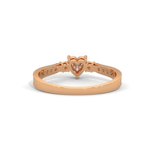 Bague en or rose avec cœur en diamant pour femme, alliance de fiançailles avec pierres latérales, bijoux de mariage, gravure personnalisée - Product Image 4