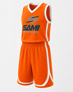 Basketball Uniform Set <b>Orange</b> Mesh Sublimated Jersey Shorts Unisex Adult Athletic Wear - Product Image 4