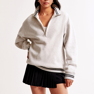 Haut de sport d'hiver personnalisé avec logo OEM, de haute qualité, vierge, coupe oversize, col roulé, en molleton bouclette, avec quart de zip, style streetwear, 100% coton - Product Image 1