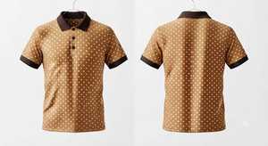 เสื้อโปโลชายสีน้ำตาลลายจุด แขนสั้น ผ้าฝ้ายอ๊อกซ์ฟอร์ด สวมใส่สบาย ระบายอากาศได้ดี ทรงปกติ พิมพ์ลาย - Product Image 2