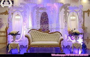 การตกแต่งเวทีงานแต่งงานธีมสีขาวแบบชาวตамиล การตกแต่งเวทีงานแต่งงานแบบอินเดียใต้ การตกแต่งเวทีงานแต่งงานแบบอินเดียดั้งเดิม สหรัฐอเมริกา - Product Image 2