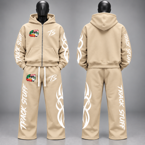 Ensemble de survêtement d'hiver personnalisé Track Stuff, 2 pièces, sweat à capuche zippé et pantalon de jogging, coupe classique, vêtements de sport, polyester/coton, respectueux de l'environnement - Product Image 6