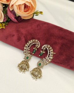 Royal Kundan Stone Jhumka Pearl Hanging <b>Ear</b> <b>Cuff</b> <b>Earrings</b> For Womens Festive Wedding Artificial Jewellery Manufacturer Wholesale - Product Image 5