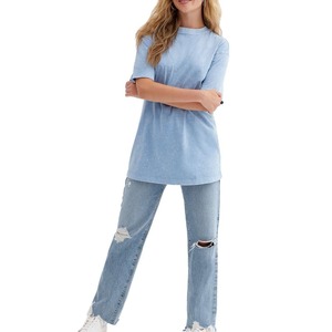 Camisetas Básicas Vintage para Mujer, Corte Holgado, Algodón, Camiseta con Lavado Ácido - Product Image 1