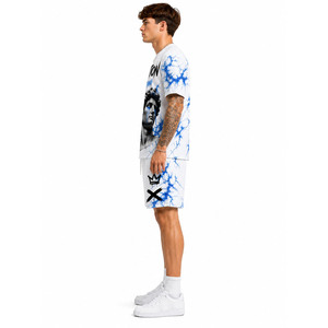 ชุดเสื้อยืดและกางเกงขาสั้นพิมพ์ลายฤดูร้อนสำหรับผู้ชาย แฟชั่นลำลอง ชุดสองชิ้น รับสกรีนโลโก้ - Product Image 4