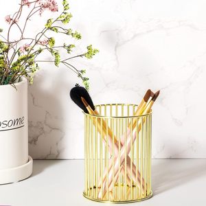 <b>Pen</b> Holder Cup for Desk Gold Makeup Brush Holder Pencil Stand Home Office Organizer Round Mesh Stationery Storage Container - Product Image 2