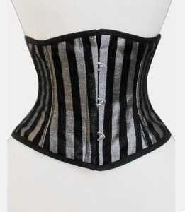Corset amincissant noir et argenté à rayures pour femme, avec fermeture à agrafes, respirant, pour adulte, taille régulière - Product Image 1