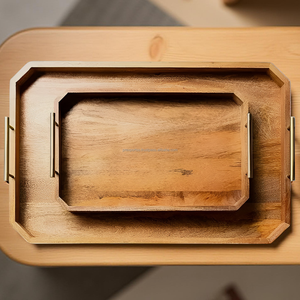 Bandeja de Servir Decorativa de Madera Nueva Hecha a Mano, No Tóxica, con Diseño de Dibujos Animados, Color Marrón, para Desayuno, Cena, Comida, Fiestas, Cocina - Product Image 1