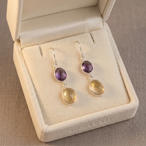Pendientes Colgantes de Amatista y Citrino Naturales, Plata de Ley 925, Hechos a Mano, con Piedras Preciosas, Elegantes, para Regalo - Product Image 4