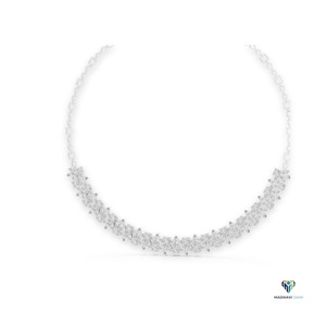 Collier en or blanc 23,22 TCW avec diamants de laboratoire taille princesse, poire et marquise, en or massif 14 carats - Product Image 3