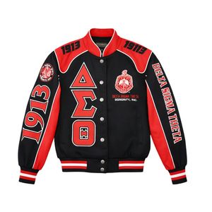 Delta Sigma Theta Black Racing Twill Jacket for Women Comfortable Fit Premium Fabric Greek Sorority Apparel Casual Wear - Product Image 4