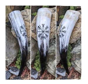 beautifully carved Hot Selling Horn Hand Carved Viking Medieval Drinking Horn with Med Beer Natural Horns for Drinks - Product Image 1