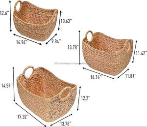 Panier de rangement tressé à la main en jacinthe d'eau naturelle écologique, décoration d'intérieur, panier à linge durable pour salle de bain et salon - Product Image 6
