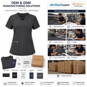 Custom Unisex Nurse Scrub Top V Neck Spandex/Polyester Knitted Medical Hospital Uniform OEM ODM Private Label Wholesale Workwear - Product Image 6