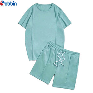 Ensemble T-shirt et short décontracté unisexe confortable, imprimé uni, grandes tailles, nouvelle collection été, personnalisable, ensemble de jogging respirant pour hommes - Product Image 4