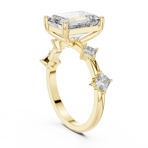 แหวนเพชรทรงเอเมอรัลด์คัท เพชรเลี้ยงในห้องปฏิบัติการ ทองคำแท้ 14K 18K ประดับเพชรทรงปรินเซสด้านข้าง น้ำหนัก 3.95 กะรัต DEF VVS รับรองโดย IGI แหวนครบรอบ ODM - Product Image 4