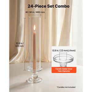 Lot de 24 bougeoirs cylindriques transparents en verre borosilicate de 12,6 pouces de haut, ensemble de 2,36 pouces pour bougies votives - Product Image 3
