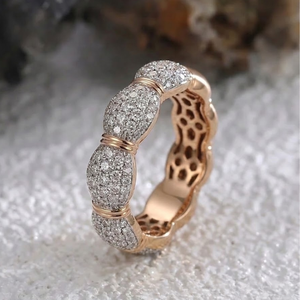 Bijoux fins Design de luxe meilleure qualité 18k or rose massif diamant naturel rond détaillé cluster anneaux pour fille - Product Image 1