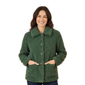 Plus Size <b>Brown</b> Teddy Fleece Coat High Collar Full Zipper White Piping Dual Pockets Warm Teddy <b>Jackets</b> - Product Image 4