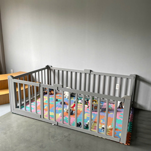 Parc de jeu pliable Montessori en bois naturel, écologique, durable, non toxique, multifonctionnel, barrière de sécurité pour bébé, montage facile - Product Image 3