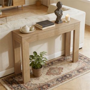 Consolle in Legno Naturale con Funzione di Scrivania e Spazio Contenitore, Ideale per Ingresso o Sala d'Attesa - Product Image 4