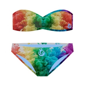 Đầy Màu Sắc Băng Tóc Swimwear Bikini Cầu Vồng Màu Sắc Beachwear Mặt Trời Bảo Vệ 2 Cái Bikini Nóng Sexy Khỏa Thân Modals Mặc Mini Bikini - Product Image 5