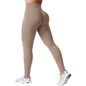 Vêtements de sport sans couture personnalisés à faible MOQ, marque privée, taille haute, anti-transparence, 250 GSM, en nylon et élasthanne, pour l'entraînement et le rehaussement des fessiers - Product Image 3