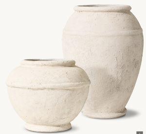 Macetas Decorativas Blancas Lunara, Macetas de Cerámica con Textura Rústica, Estilo Vintage, Acabado Antiguo, Jarrones Decorativos para el Hogar - Product Image 1