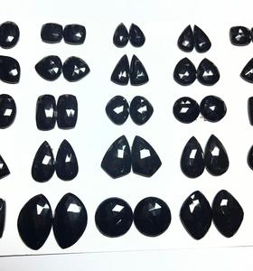 Pierre précieuse Onyx noir naturel, taille rose, 150 carats, pierres précieuses facettées, à une face, pour la fabrication de bijoux - Product Image 5