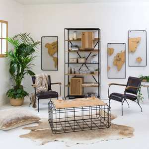 Mesa de centro Vandana Elara Aureo en madera de mango y metal negro - Product Image 3