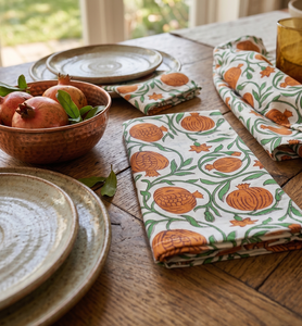 Servilleta de Algodón con Estampado Artesanal, Servilleta de Mesa con Diseño Floral de Granada, Servilleta de Tela Hecha a Mano en India, Decoración Rústica para Comedor - Product Image 2