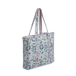 Sac fourre-tout en coton matelassé fait main, écologique, léger, durable, style bohème, avec fermeture éclair, imprimé floral, réversible, lavable, pour la plage - Product Image 2