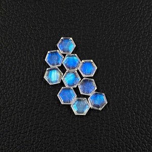 หินมูนสโตนสีรุ้งธรรมชาติอัญมณีกึ่งมีค่าทรงแบนทรงหกเหลี่ยมหลวมจากผู้ผลิต - Product Image 5