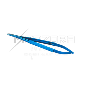 กรรไกรผ่าตัดขนาดเล็กแบบแมนนวล สีฟ้าไทเทเนียม ด้ามจับสปริง ปลายโค้ง เครื่องมือจักษุแพทย์ ได้รับการรับรองมาตรฐาน CE สำหรับดวงตา - Product Image 2